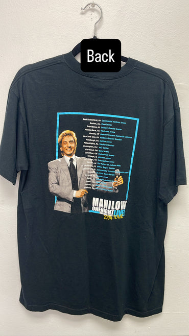 Manilow black t-shirt with blue logo #music size large