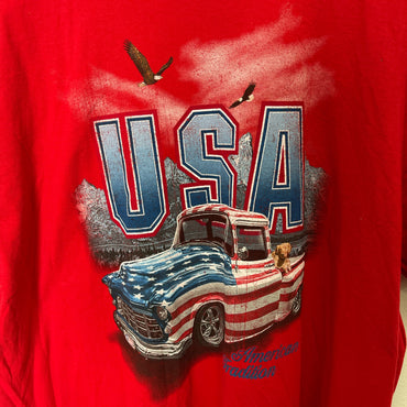 Red vintage USA truck graphic tee tee size 2XL