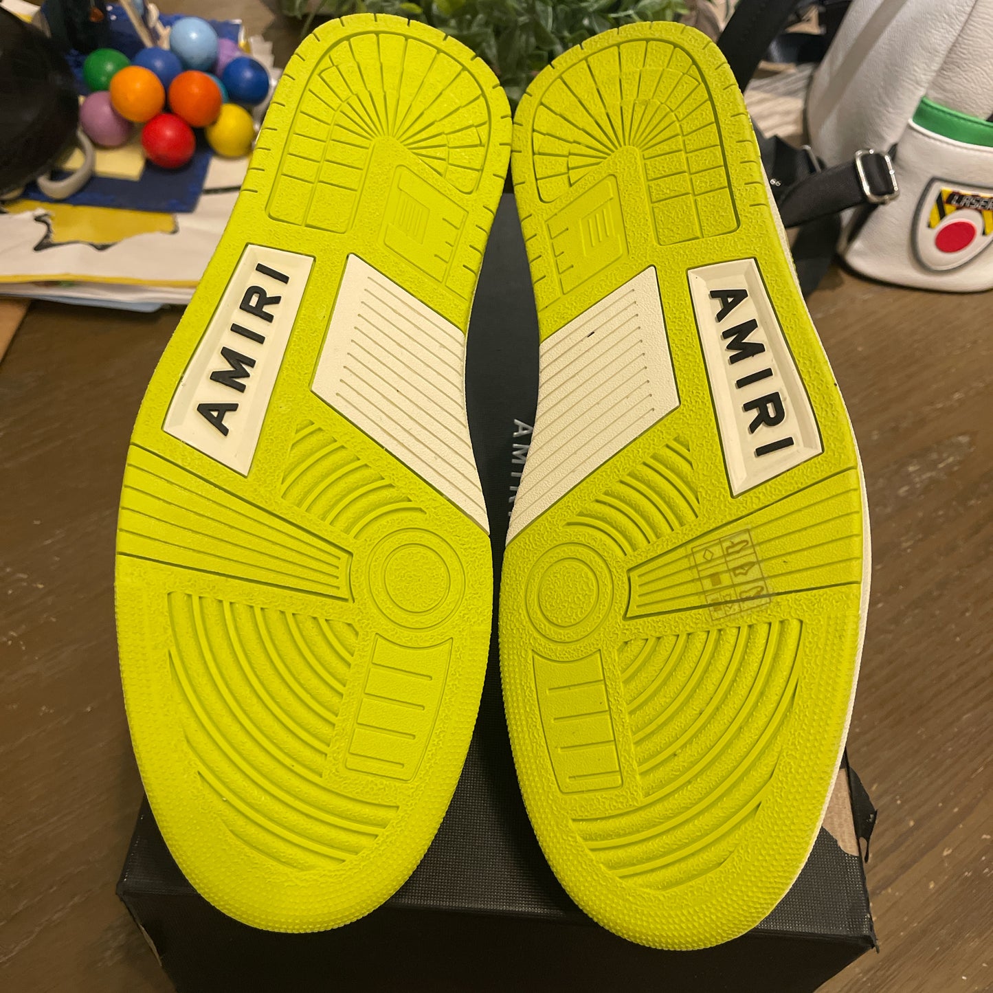 Amiri Skel Top Low ‘ White Lime ‘ size 12