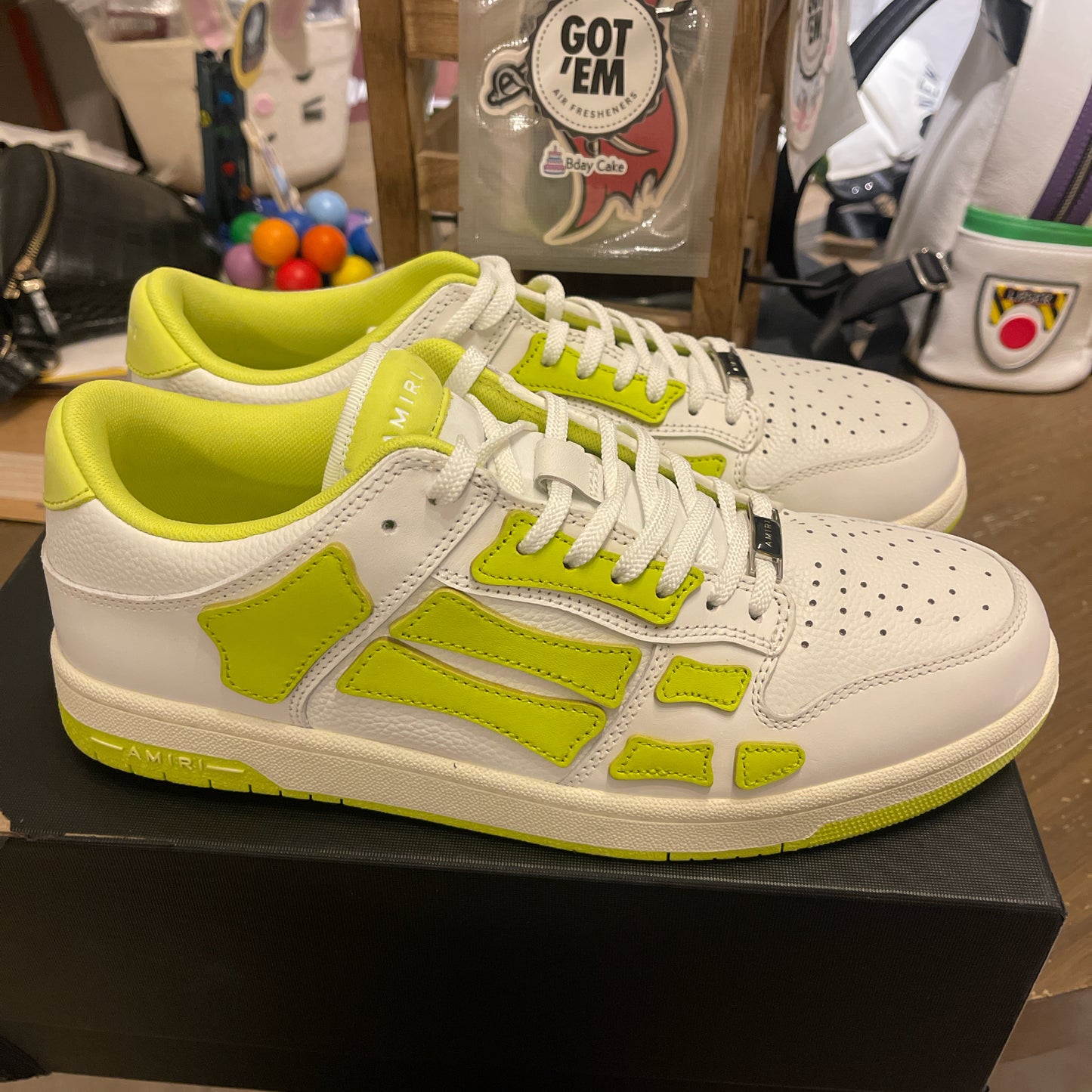 Amiri Skel Top Low ‘ White Lime ‘ size 12