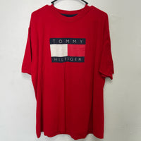 Red Tommy Hilfiger t-shirt #90s size XL