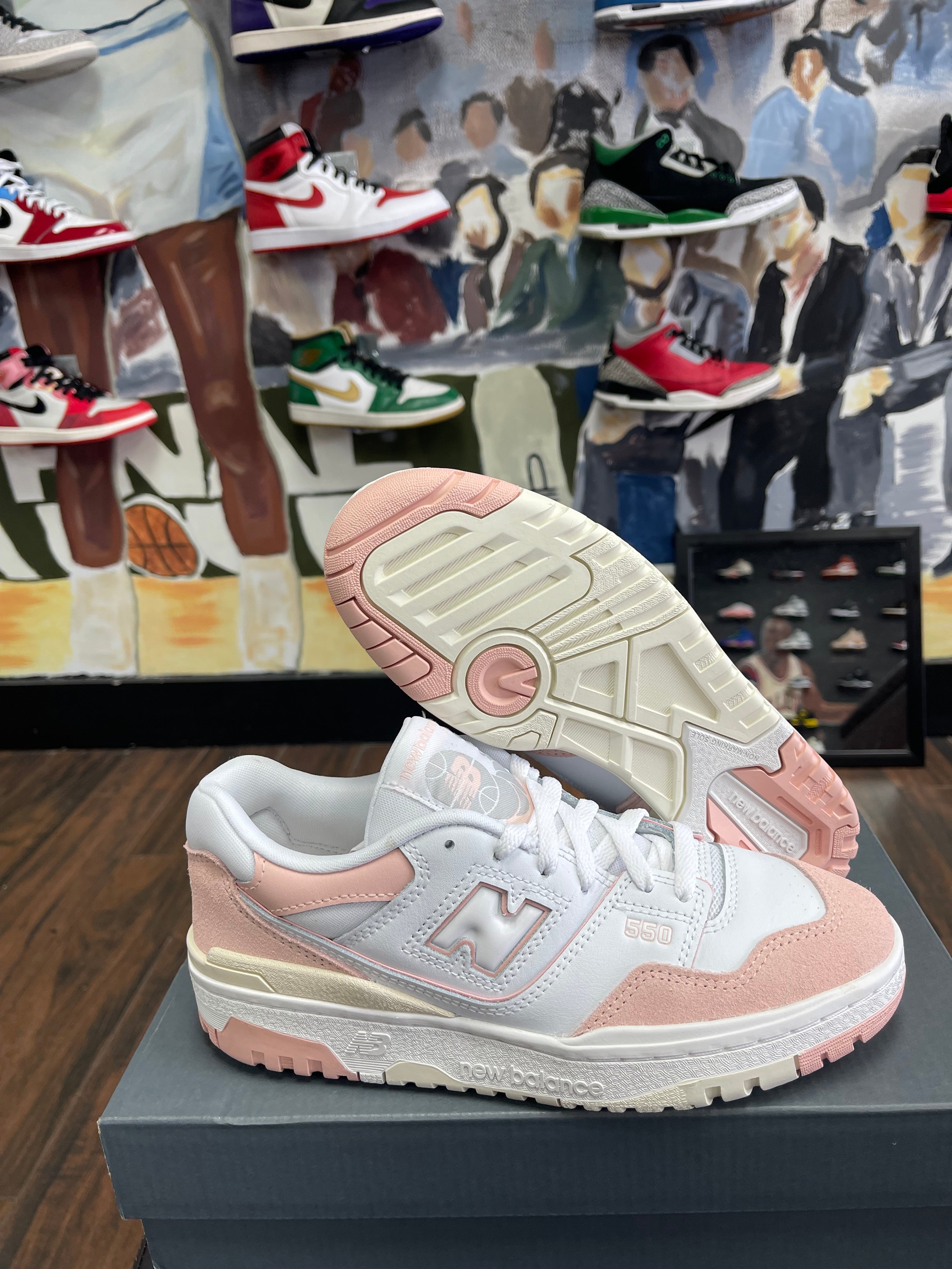 New balance 550 white pink size 6.5 kids