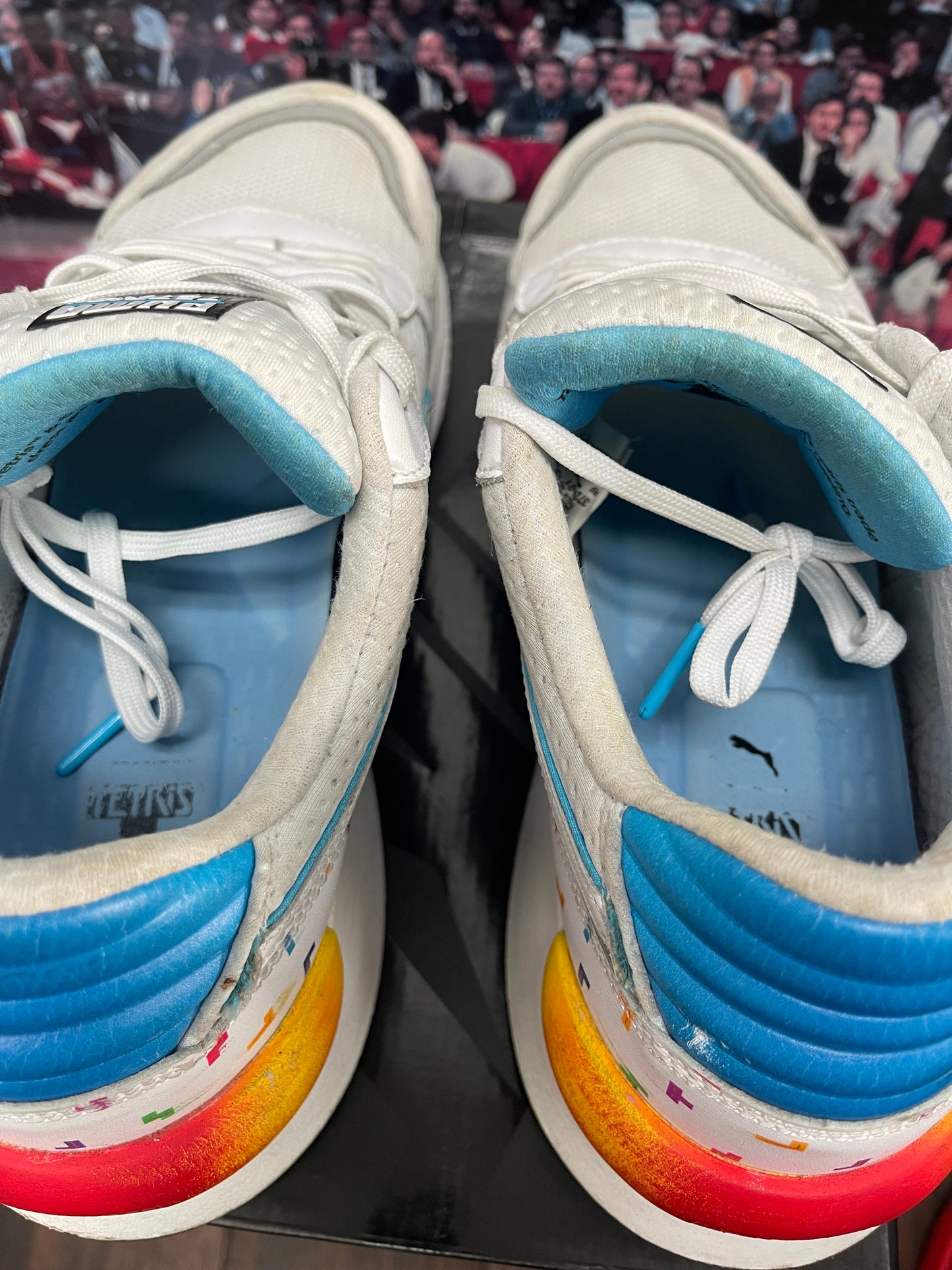Puma x RS-X Trainer in white, blue, and pink #PumaTrainers ❌ Tetris size 12