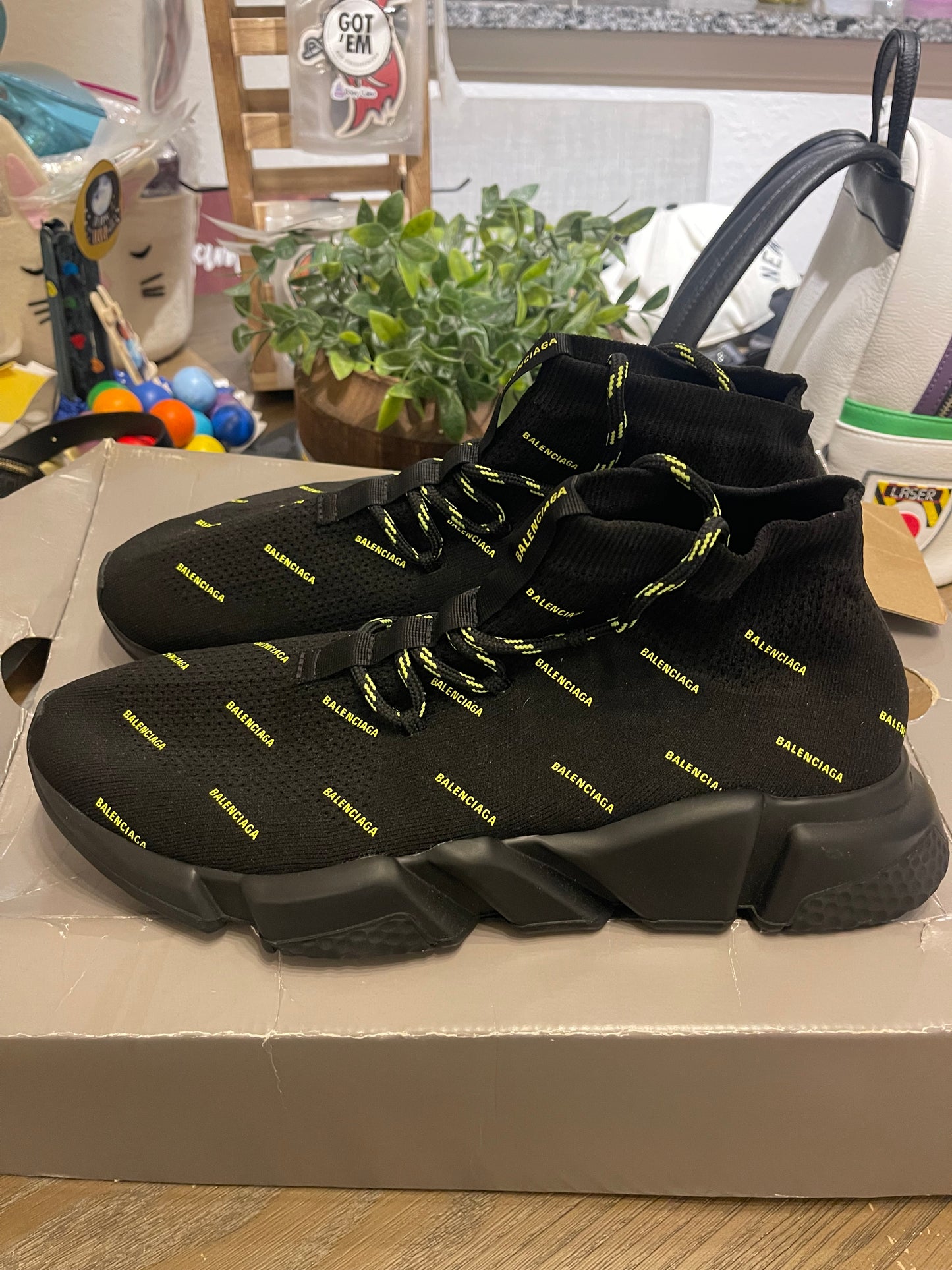 Balenciaga Speed Trainer lace Up Neon Logo size 45 EU / 12 US Men