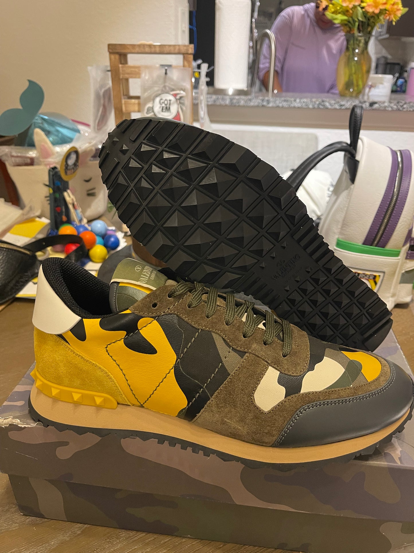 Valentino Garavani yellow stone Rockrunner size 11.5
