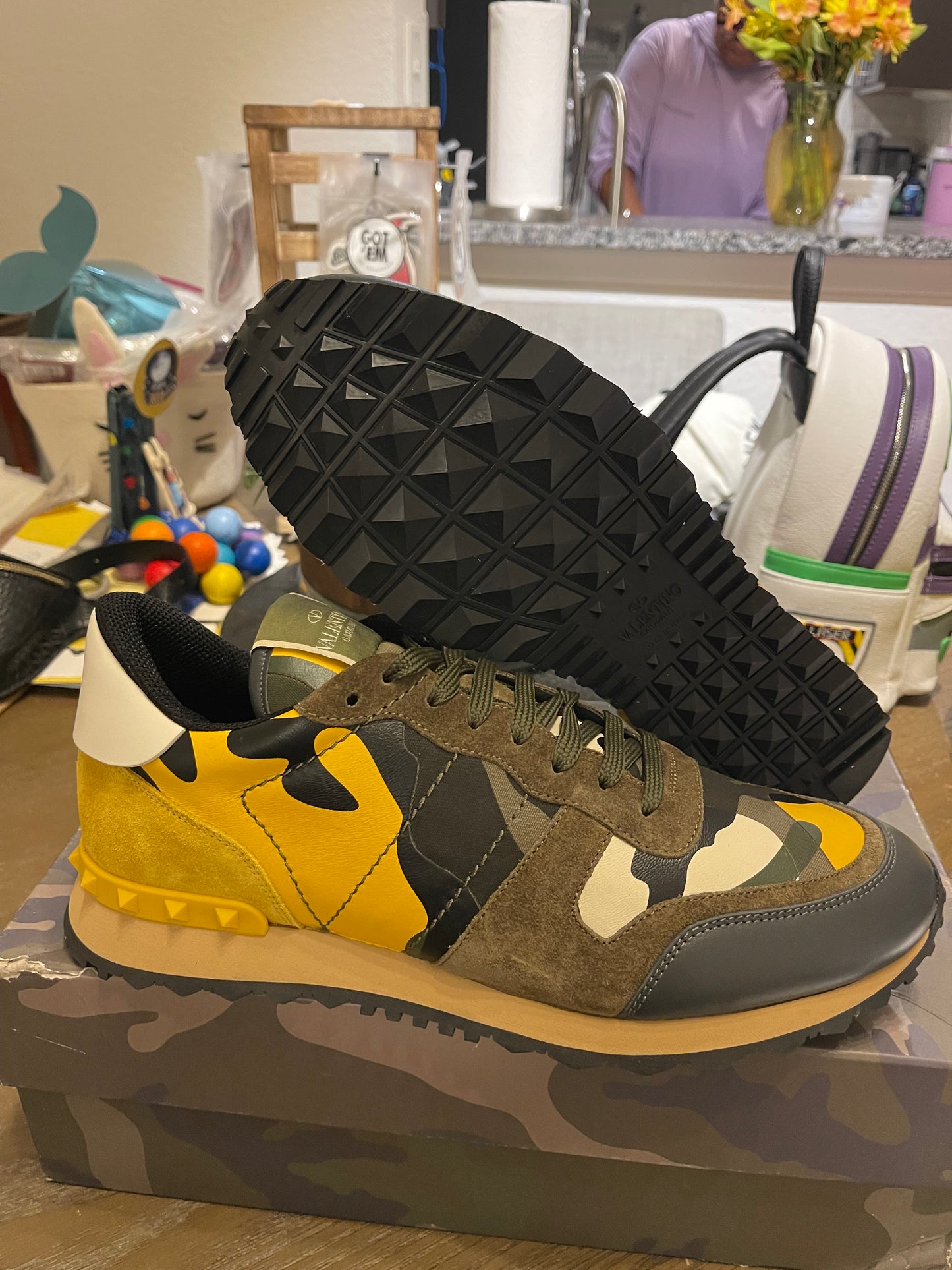 Valentino Garavani yellow stone Rockrunner size 11.5