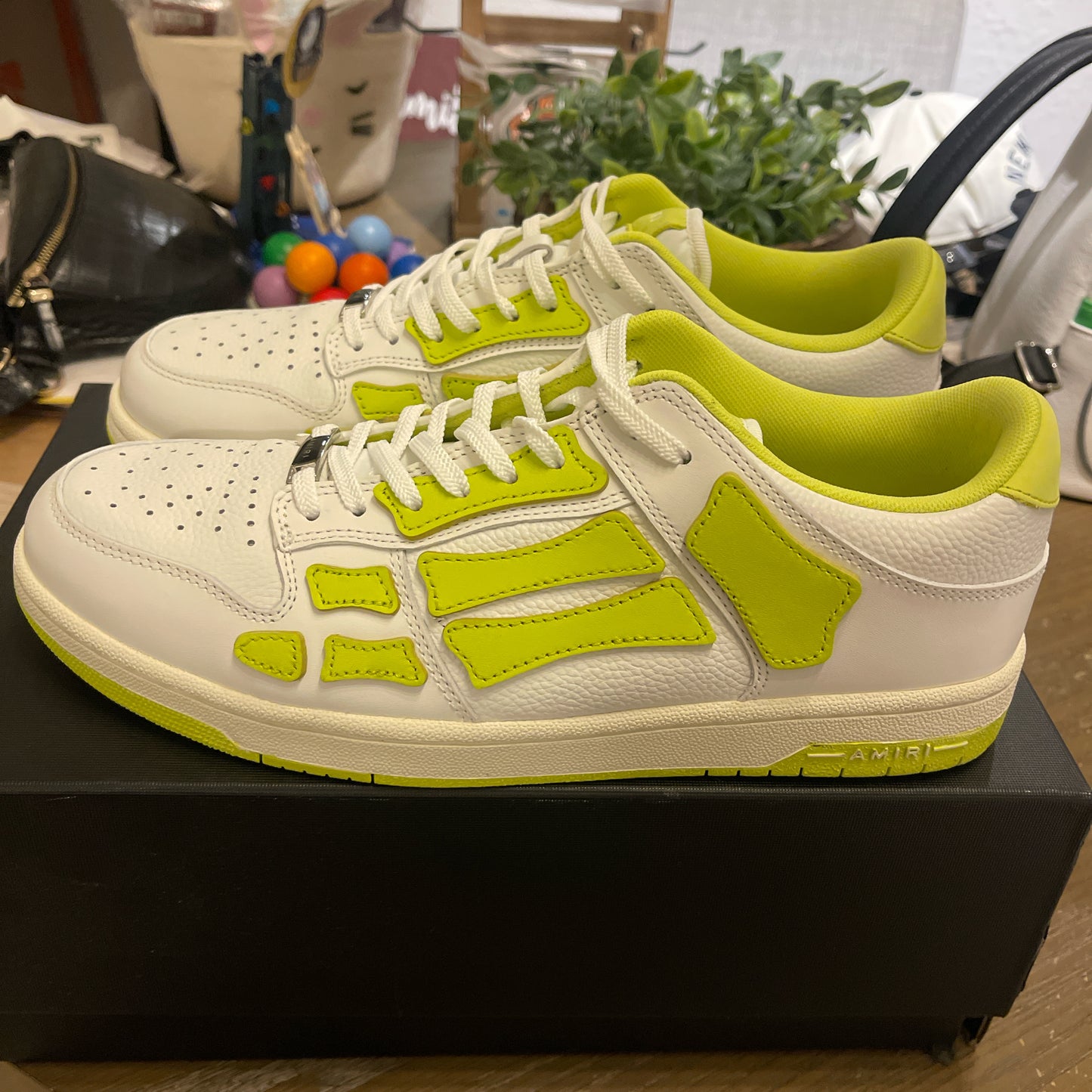 Amiri Skel Top Low ‘ White Lime ‘ size 12