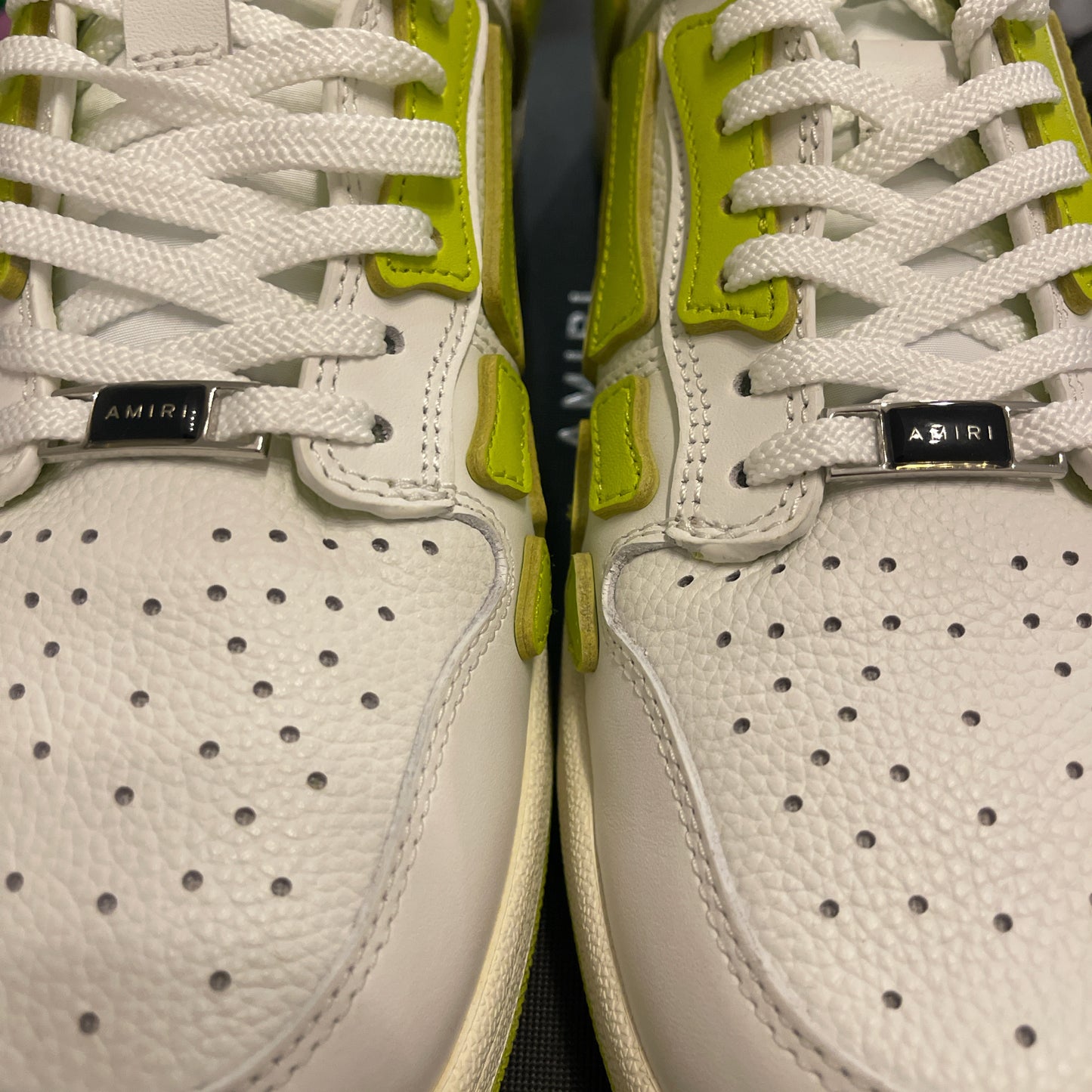 Amiri Skel Top Low ‘ White Lime ‘ size 12